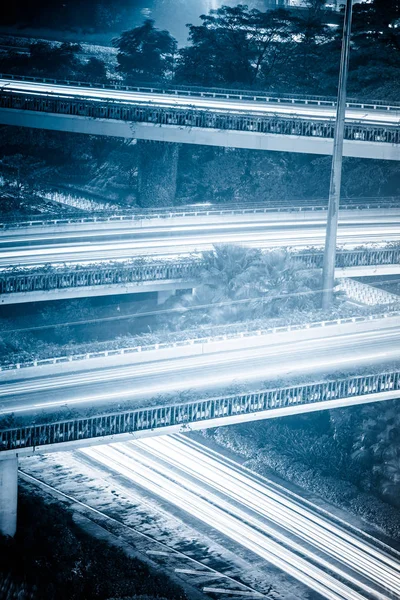 Viaduct Nacht Van Stad — Stockfoto