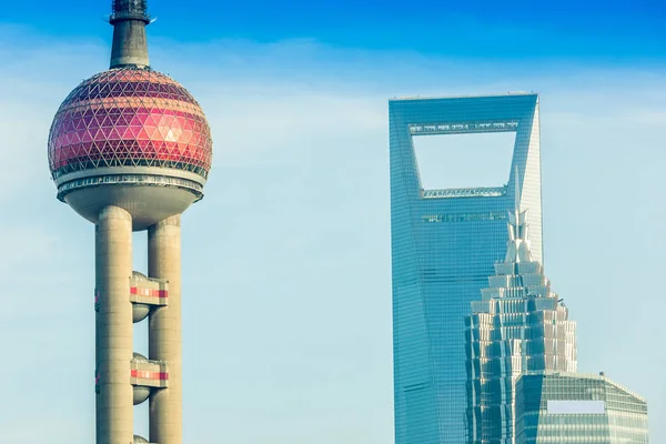 Oriental Pearl Tower Shanghai World Financial Center Swfc Jin Mao — Fotografia de Stock