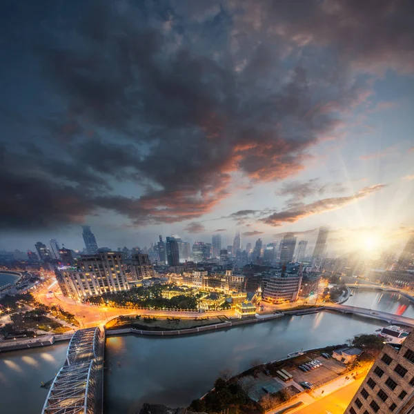 Noční Pohled Šanghaj Čína Huangpu Řeky Bund — Stock fotografie