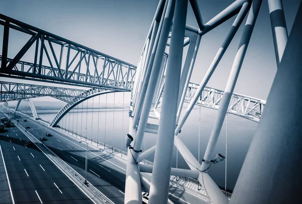 Dálnice Moderní Most Město Modré Laděných Stock Obrázky
