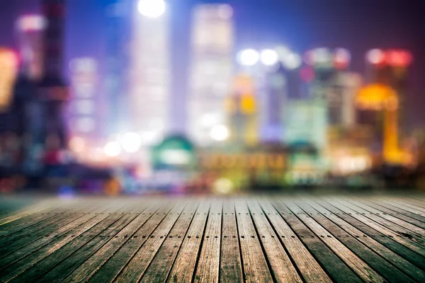 Blurred City Lights Office Buildings Shanghai China — Stock Photo, Image