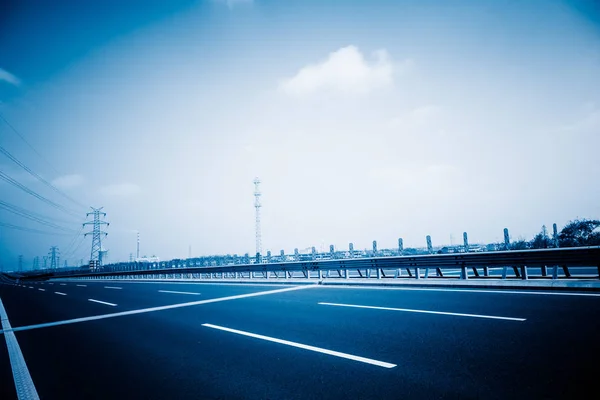 Lege Road Viaduct Van Shanghai China Blauwe Afgezwakt Iamges — Stockfoto