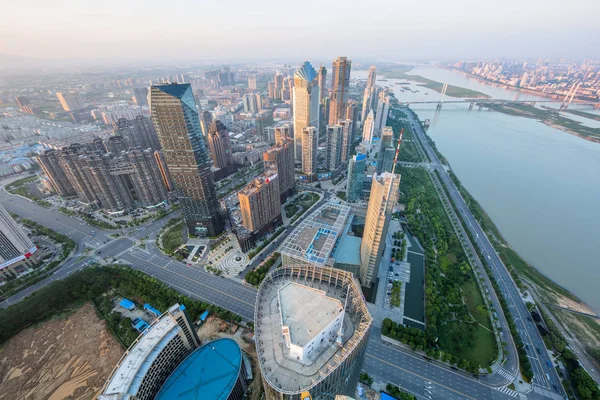 Flygfoto Shanghais Skyline Dagen — Stockfoto