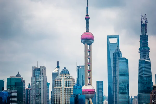 Torre Televisión Perlas Orientales Hito China Shanghai —  Fotos de Stock