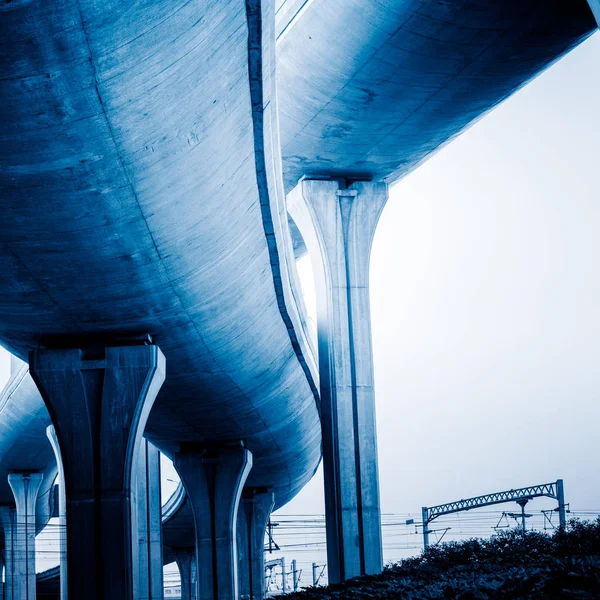 Curva Estrada Concreto Viaduto Shanghai China Livre — Fotografia de Stock