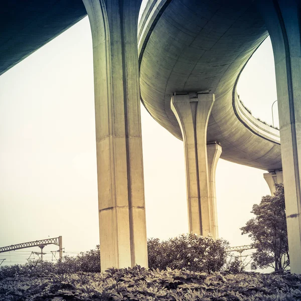 Curva Camino Hormigón Del Viaducto Shanghai China Aire Libre — Foto de Stock