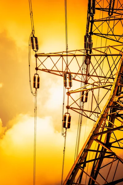 High Voltage Towers Sky Background — Stock Photo, Image