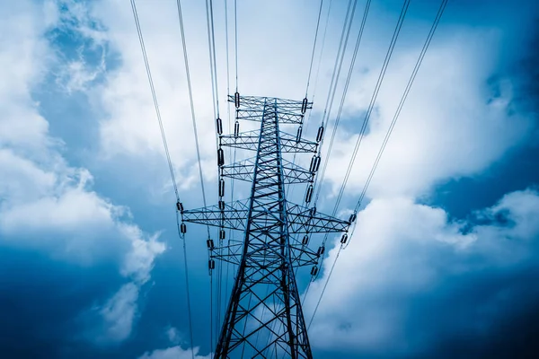 High Voltage Towers Sky Background — Stock Photo, Image