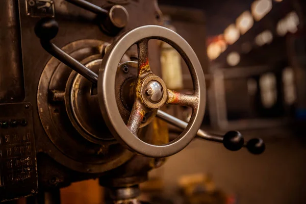 Detalle Torno Trabajo Metal Industrial Vintage — Foto de Stock