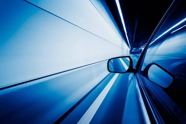 Vista Desde Lado Del Coche Que Vuelta Esquina Movimiento Borroso — Foto de Stock