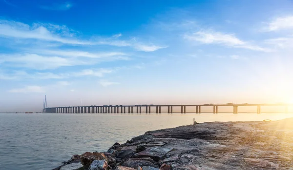 Ponte Moderna Até Oceano China — Fotografia de Stock