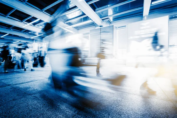 Futuristic Airport Interio Blur Passengers — Stock Photo, Image