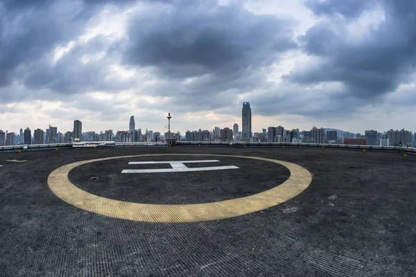 Lądowisko Dla Helikopterów Panoramę Guangzhou Chiny — Zdjęcie stockowe