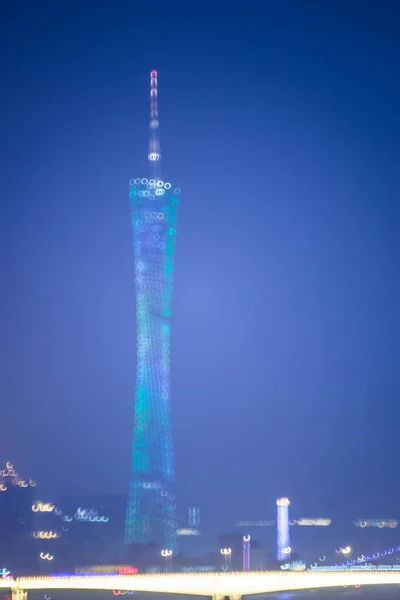 Blurred City Lights Office Buildings Guagnzhou China — Stock Photo, Image