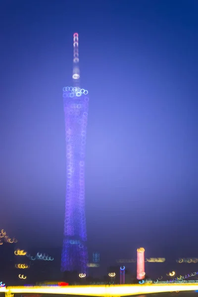 Blurred City Lights Office Buildings Guagnzhou China — Stock Photo, Image