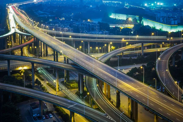 Traffic Night Shanghai China — Stock Photo, Image