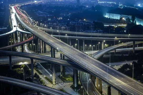 Verkehr Der Nacht Shanghai China — Stockfoto