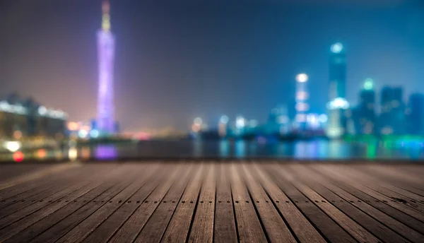 Fából Készült Emelvény Fények Éjszaka Guangzhou Kína — Stock Fotó