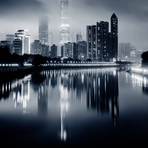 Night View Guagnzhou China Zhujiang River Bund — Stock Photo, Image