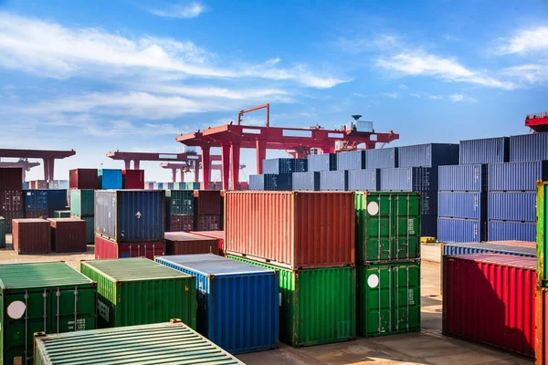 Haven Freightblue Gestemde Iamges Shanghai — Stockfoto