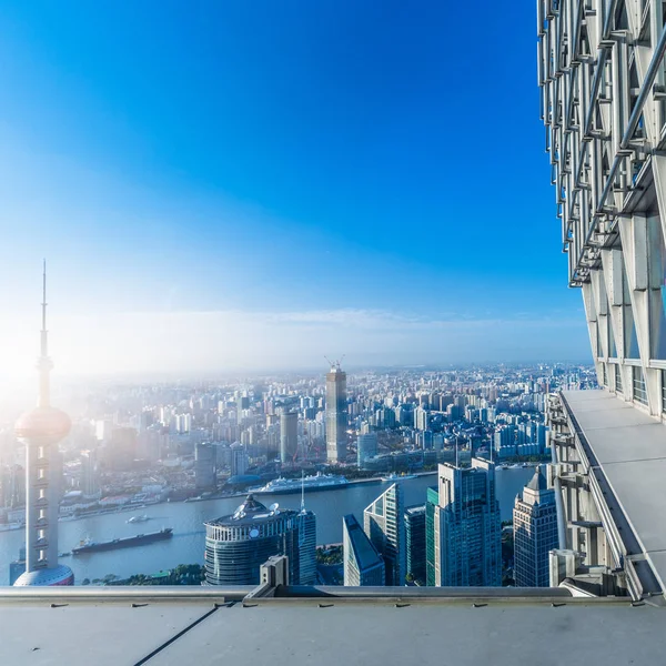 Fachada Edifício Escritórios Moderno Imagens Tonificadas Azuis — Fotografia de Stock