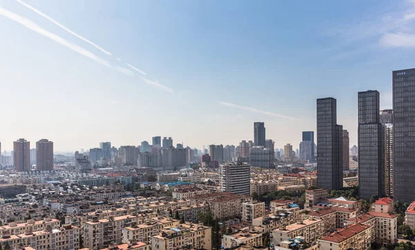 Moderna Nanjing Stadens Silhuett Med Den Vackra Sjön Morgon — Stockfoto