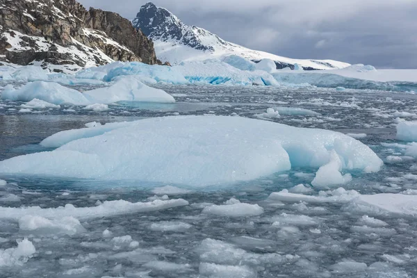 乘坐研究船旅行 研究南极洲的气候和天气变化 南极岛屿的雪和冰 — 图库照片
