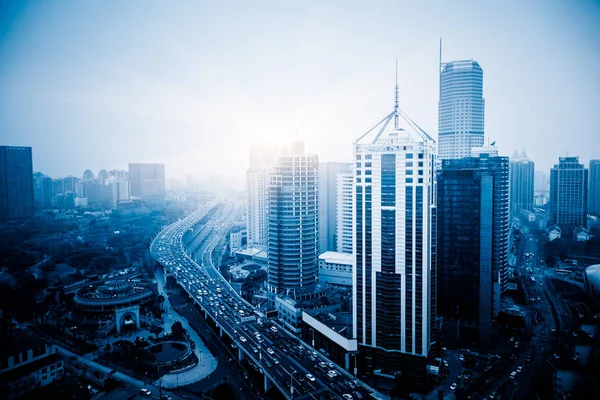 Verkehr Der Nacht Shanghai China — Stockfoto