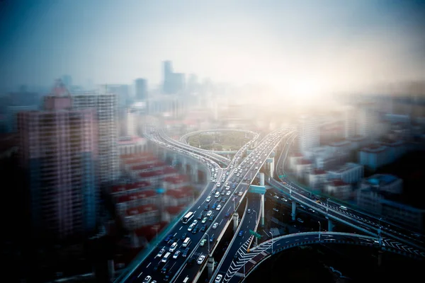 Verkeer Nachts Shanghai China — Stockfoto