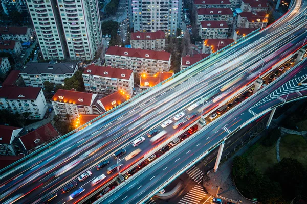 Traffico Notte Shanghai Cina — Foto Stock