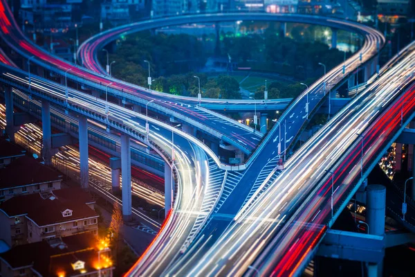 Trafik Nattetid Shanghai Kina — Stockfoto