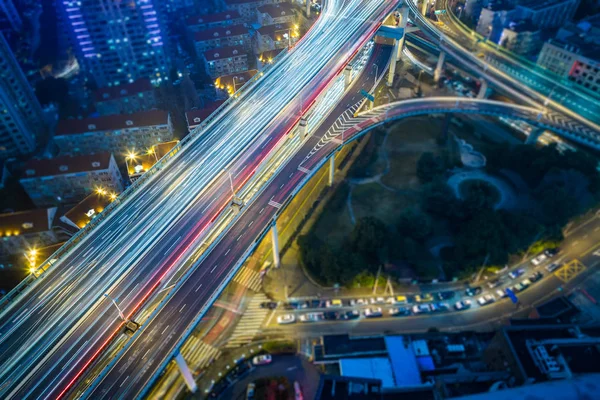 Trafik Nattetid Shanghai Kina — Stockfoto