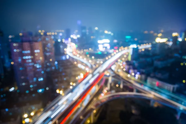 Blick Auf Die Nacht Der Stadt Defokussieren — Stockfoto