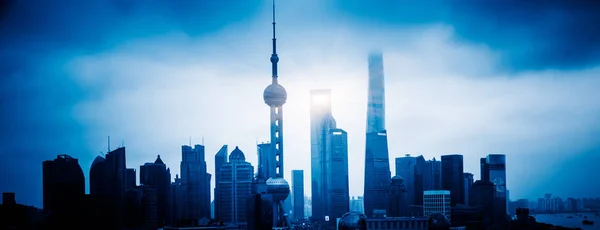 Skyline Shanghai Lever Soleil Paysage Ville — Photo