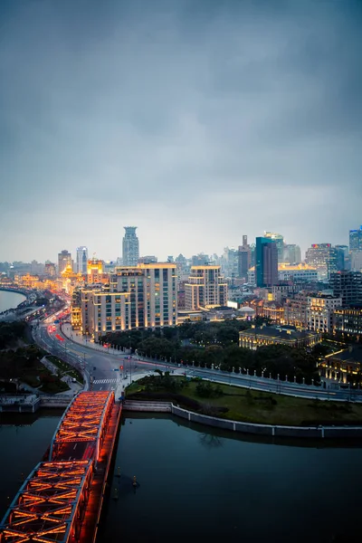 Vue Nuit Chine Shanghai Rivière Huangpu Bund — Photo