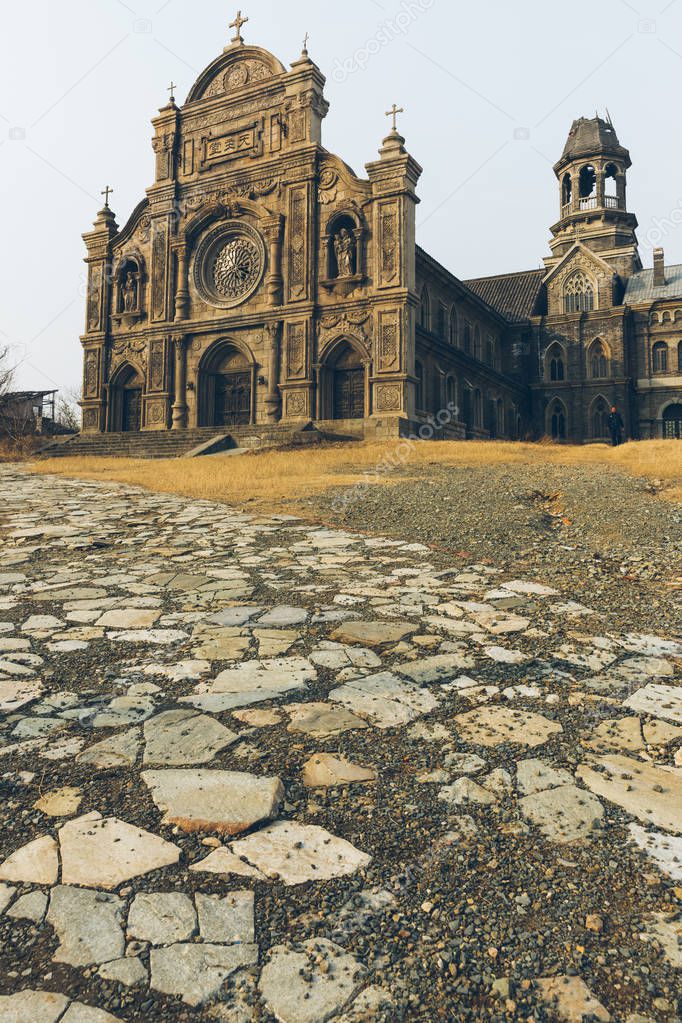 old Abandoned Church with destroyed, nanjing china.