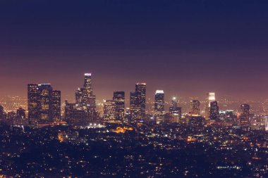 Los Angeles manzarası, gece, ABD.