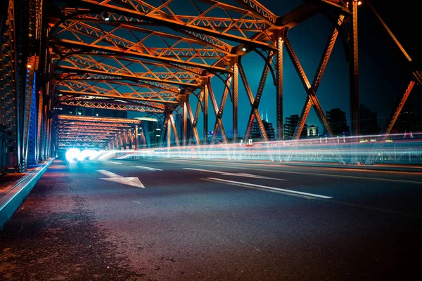 Ніч Світлофори Всередині Саду Міст Шанхай Китай — стокове фото