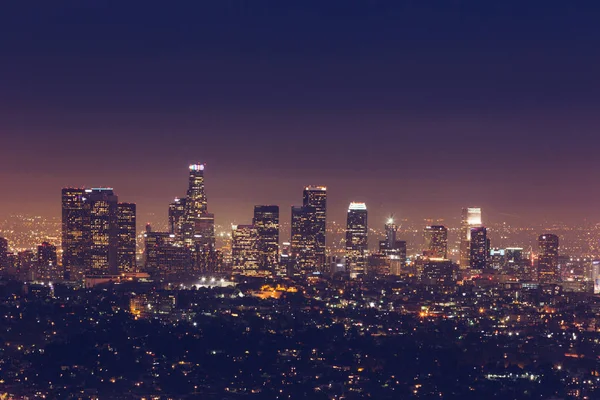 Skyline Los Ángeles Por Noche Estados Unidos — Foto de Stock