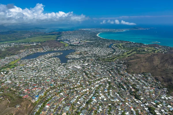 Uma Comunidade Residencial Planejada Uma Antena Perto Pearl City Oahu — Fotografia de Stock