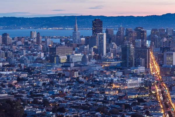 Skyline San Francisco Por Noche Estados Unidos — Foto de Stock