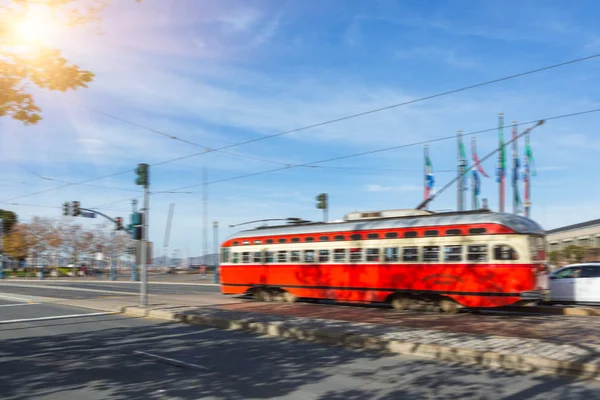 Słynnej Kolejki Linowej Pobliżu Union Square San Francisco Kalifornia — Zdjęcie stockowe