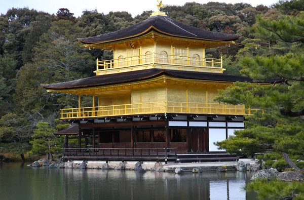 Kinkakuji Jeden Najbardziej Znanych Japońskich Zabytków Złota Świątynia Kioto Japonia — Zdjęcie stockowe