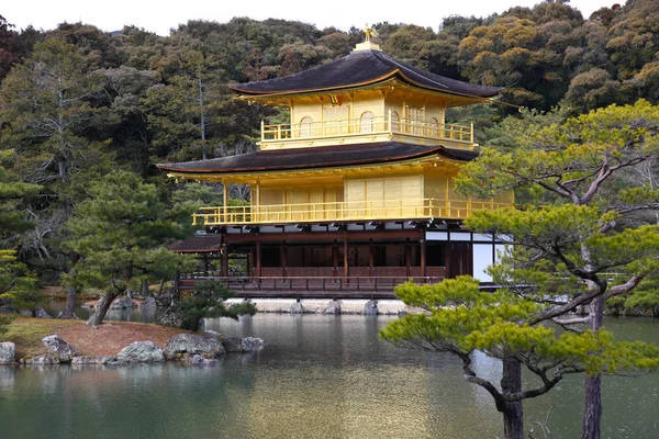 Kinkakuji Jeden Najbardziej Znanych Japońskich Zabytków Złota Świątynia Kioto Japonia — Zdjęcie stockowe