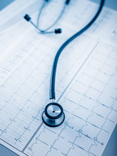 Stetoskop Koncepci Kardiogram Srdce Péči Stole — Stock fotografie