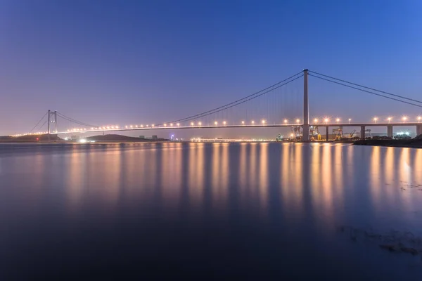 Ponte Moderna Sobre Rio Yangtze Pôr Sol — Fotografia de Stock