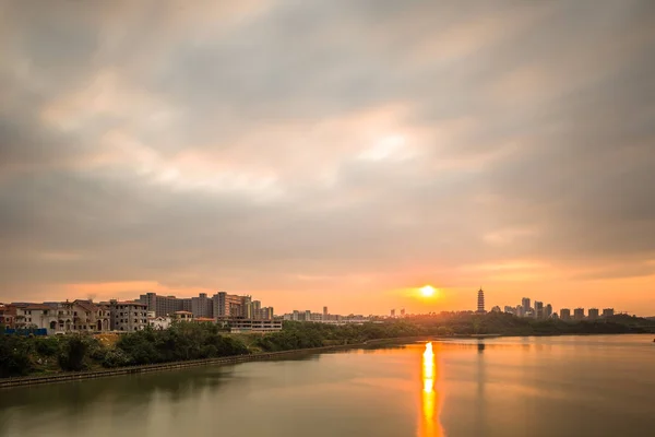 Huaxi Dorp Bij Zonsondergang Wuxi Stad Provincie Jiangsu China — Stockfoto