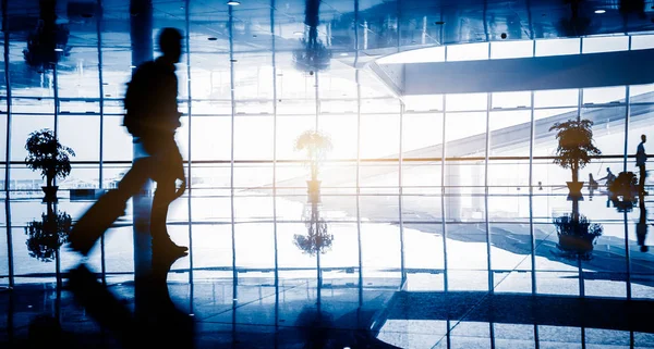 Airport Terminal Hall Walking Travelers Shanghai Airport — Stock Photo, Image