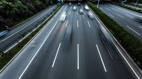 Hög Vinkel Syn Staden Passera Trafik Chongqing Kina Kinesiska Tecken — Stockfoto