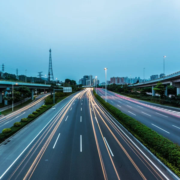 Hektisk Stadstrafik Vid Skymning Chongqing Kina — Stockfoto